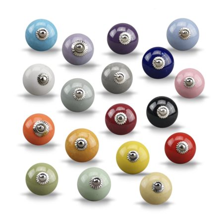 Pomos cerámica para cajones y armarios, colores lisos - Casa Azul