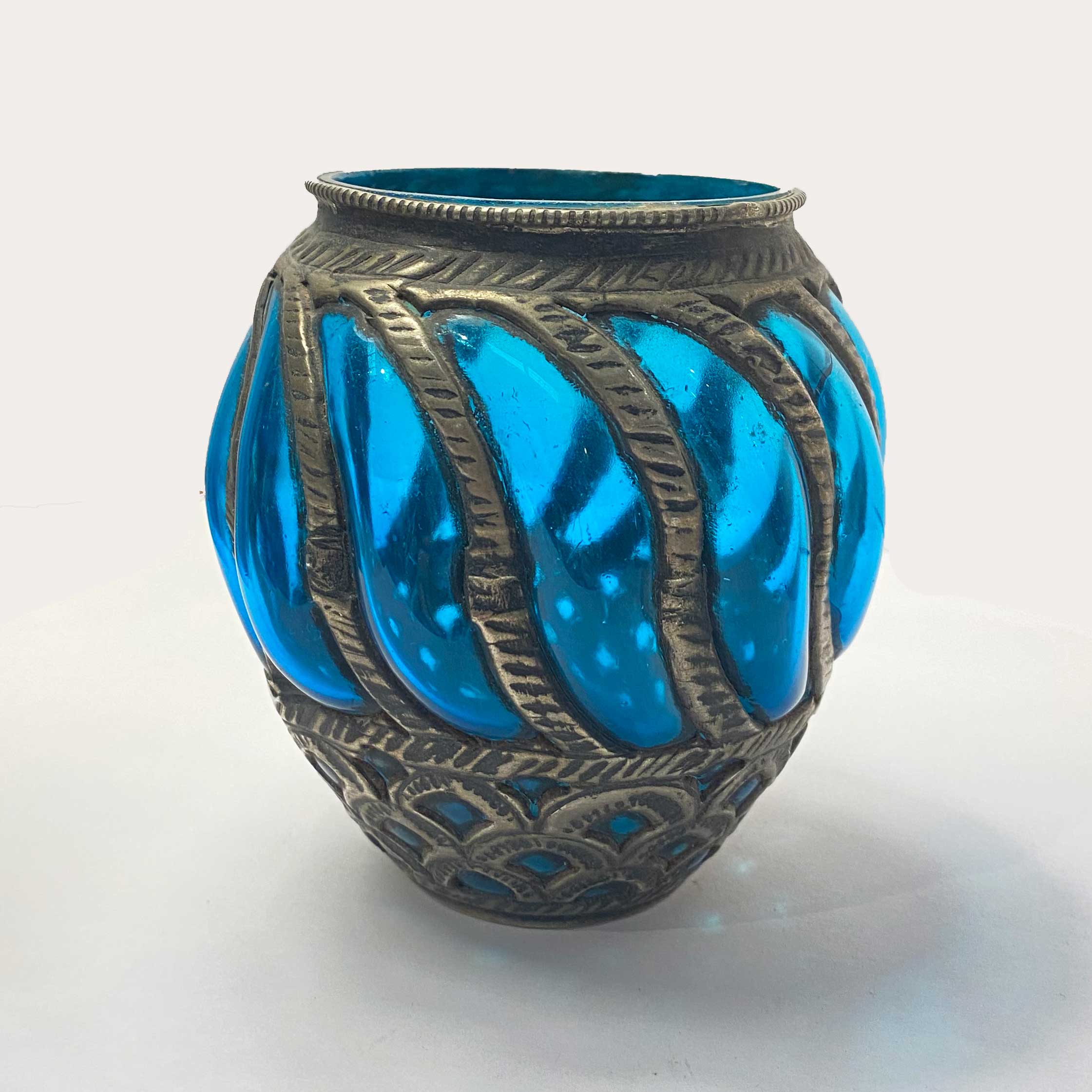 Jarron-1 portavelas azul o jarrón