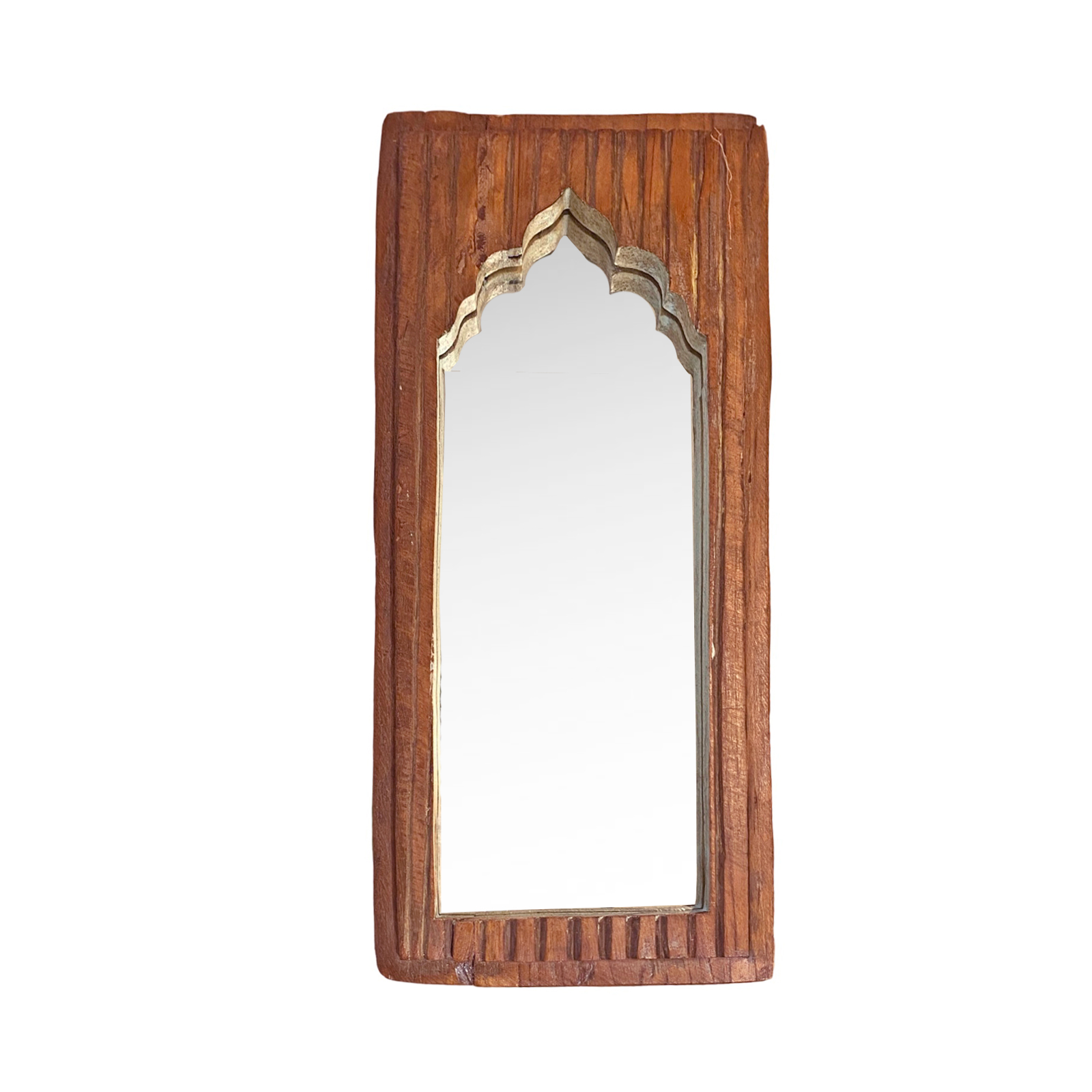 Espejo Mehrab L acanalado en madera natural