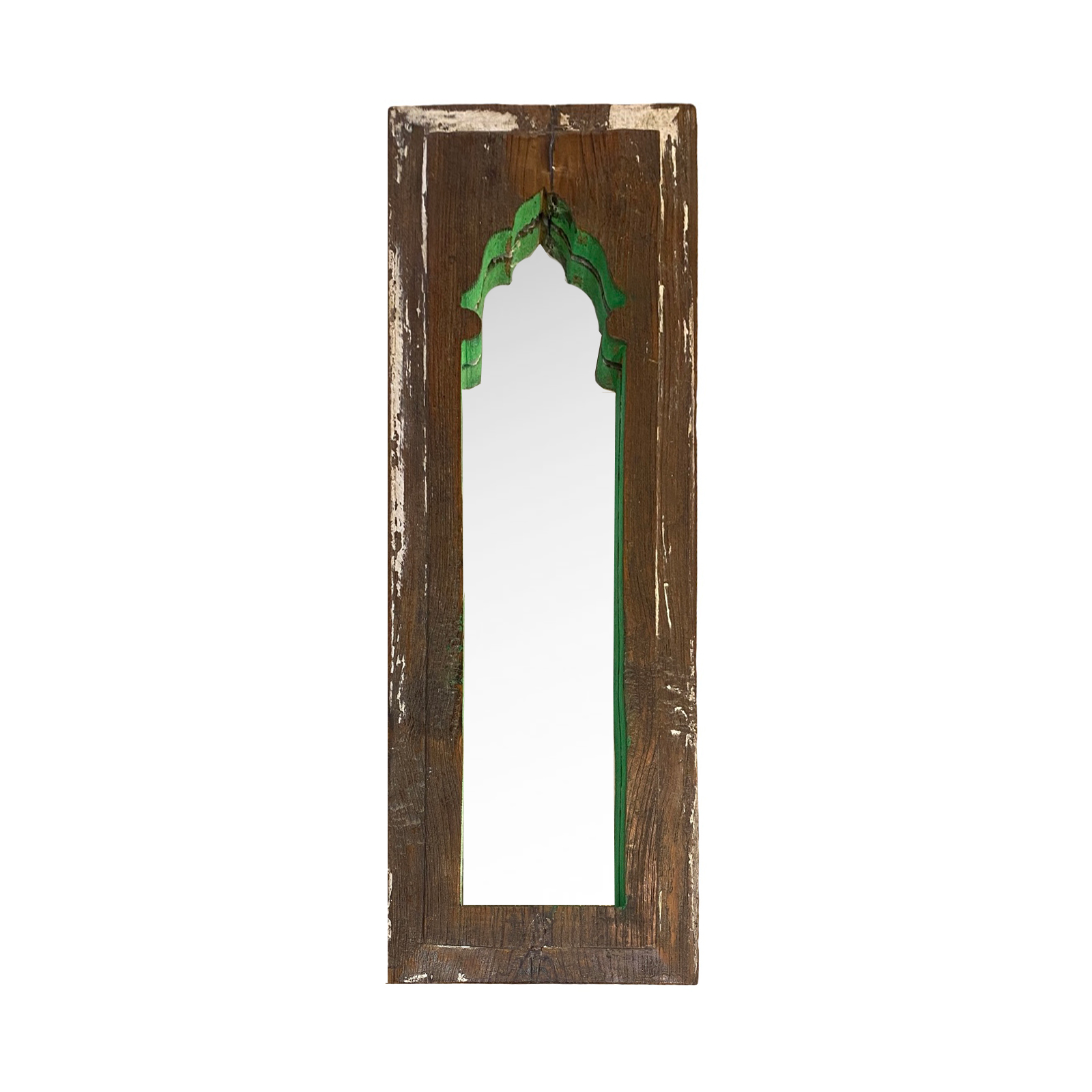 Espejo Mehrab L en madera oscura ribeteado el espejo en verde musgo de Casa Azul