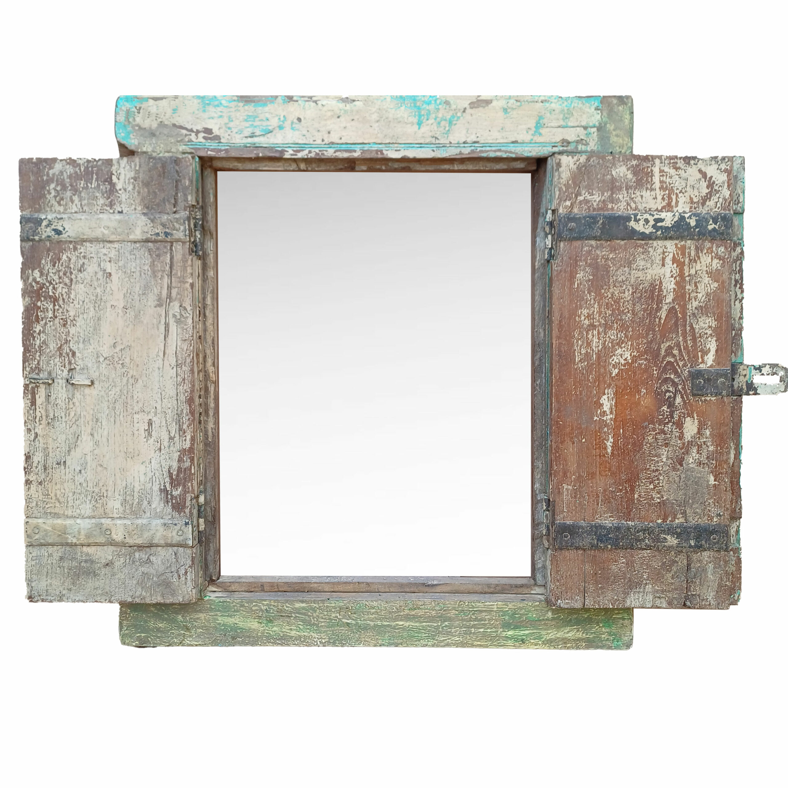 Antigua ventana con espejo ventana de madera vintage con espejo
