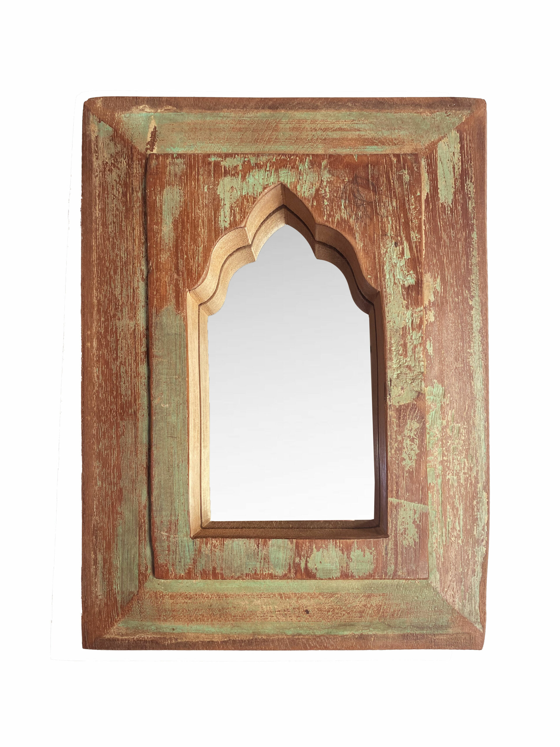 Espejo mehrab madera natural y verde