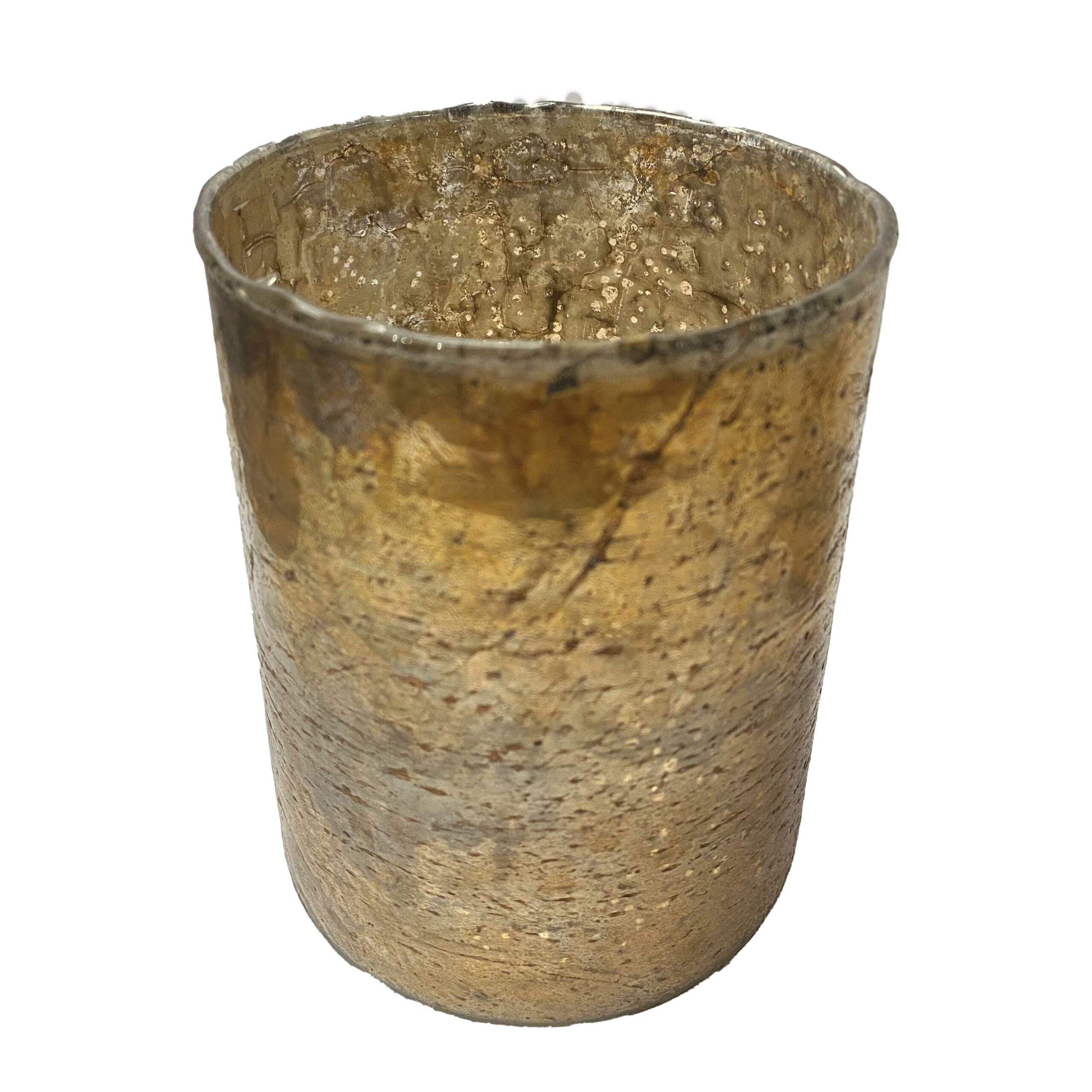 Jarrón cristal con patina oro y plata Jarrón cristal dorado