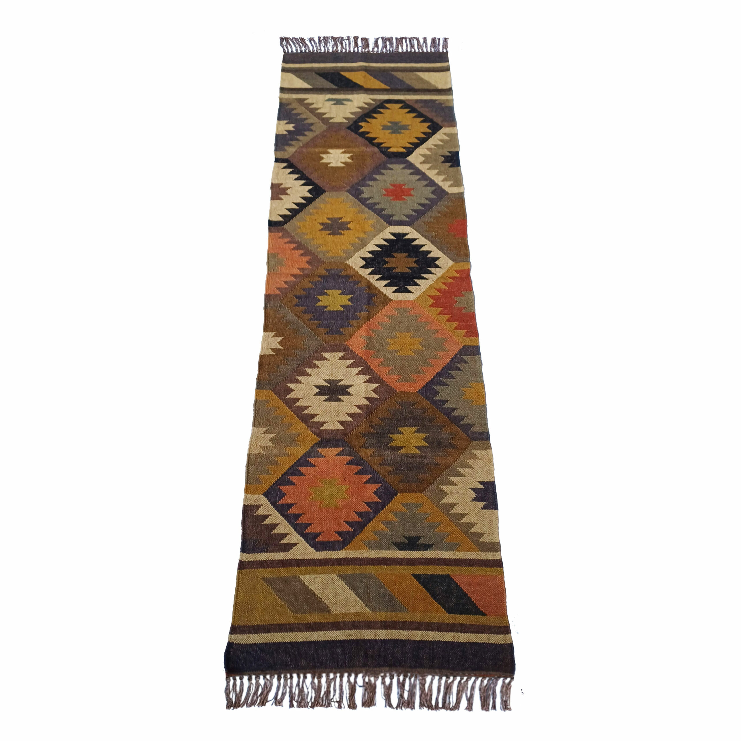 Kilims de lana para pasillo Alfombra para pasillo con dibujos geométricos