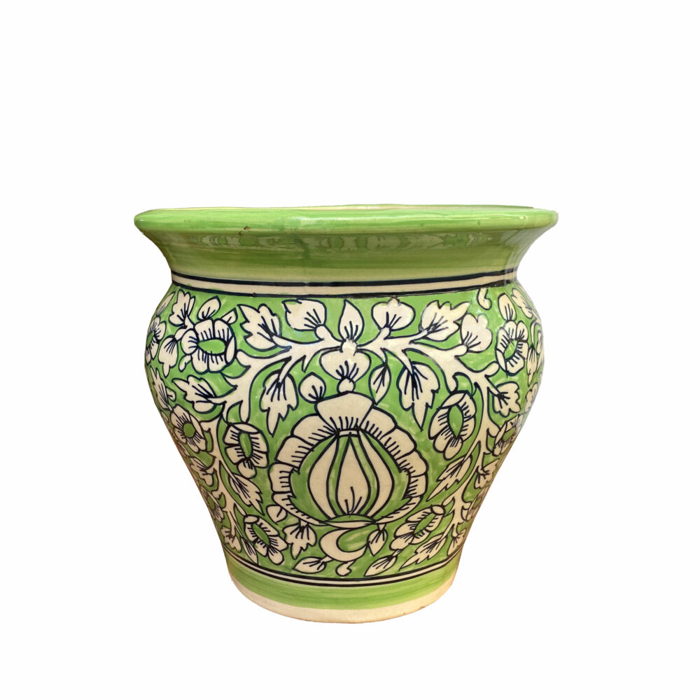 Maceta Pattiyon de cerámica pintada en verde