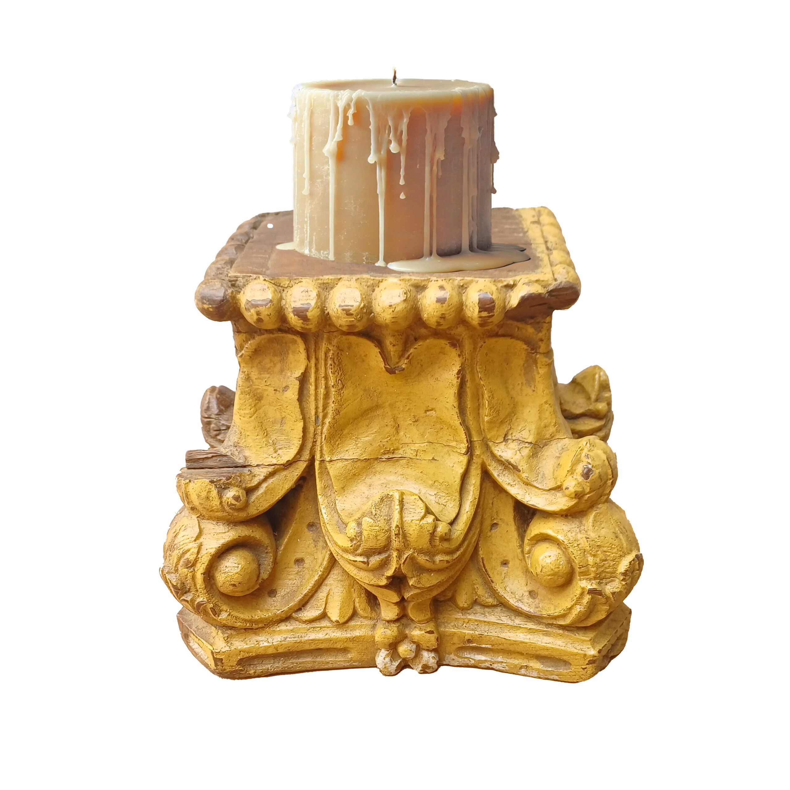 Capitel amarillo candelabro amarillo con vela de Casa Azul