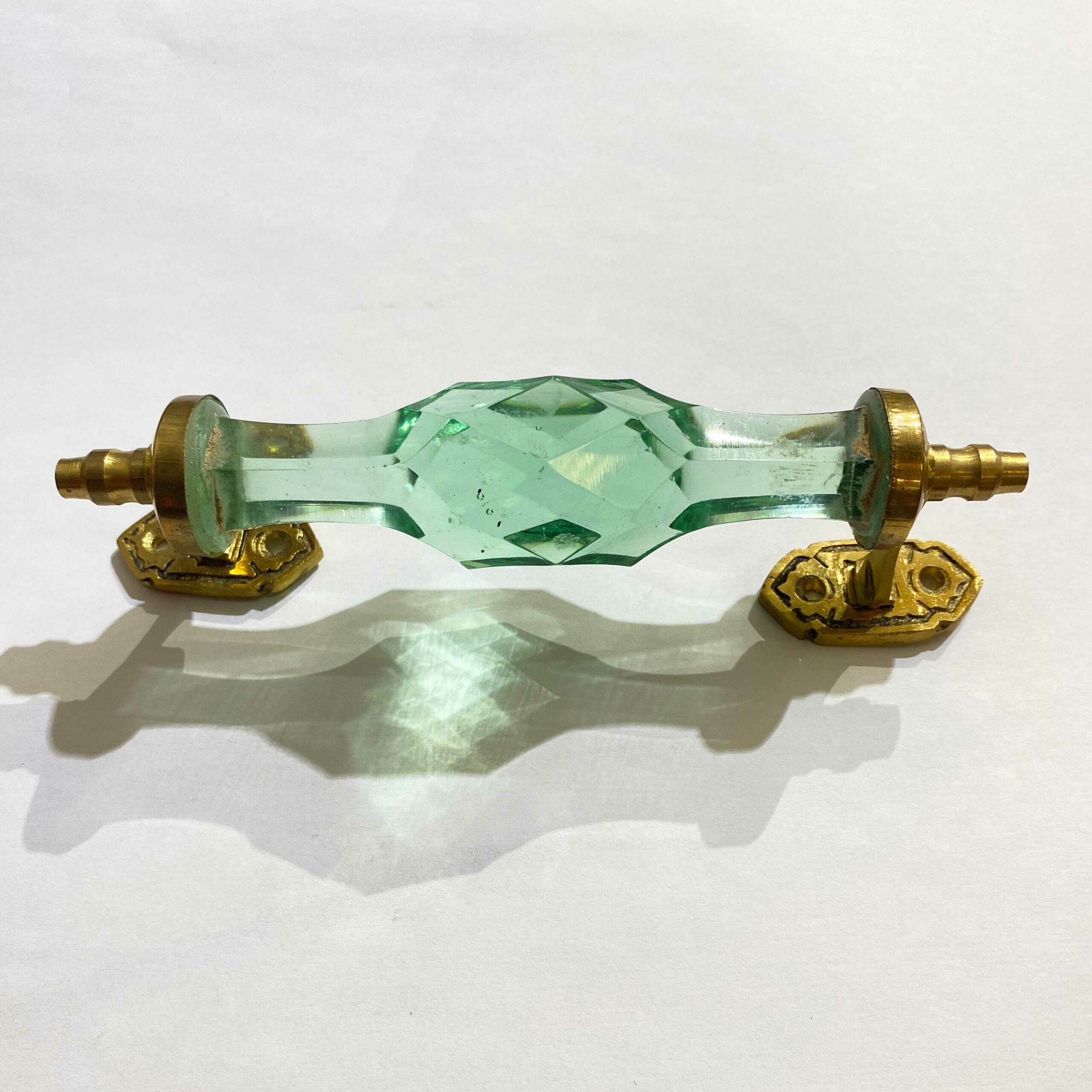 Tirador grande de cristal y bronce Tirador de cristal verde jade de Casa Azul