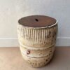 Bidon blanco vintage con tapa de madera de Casa Azul