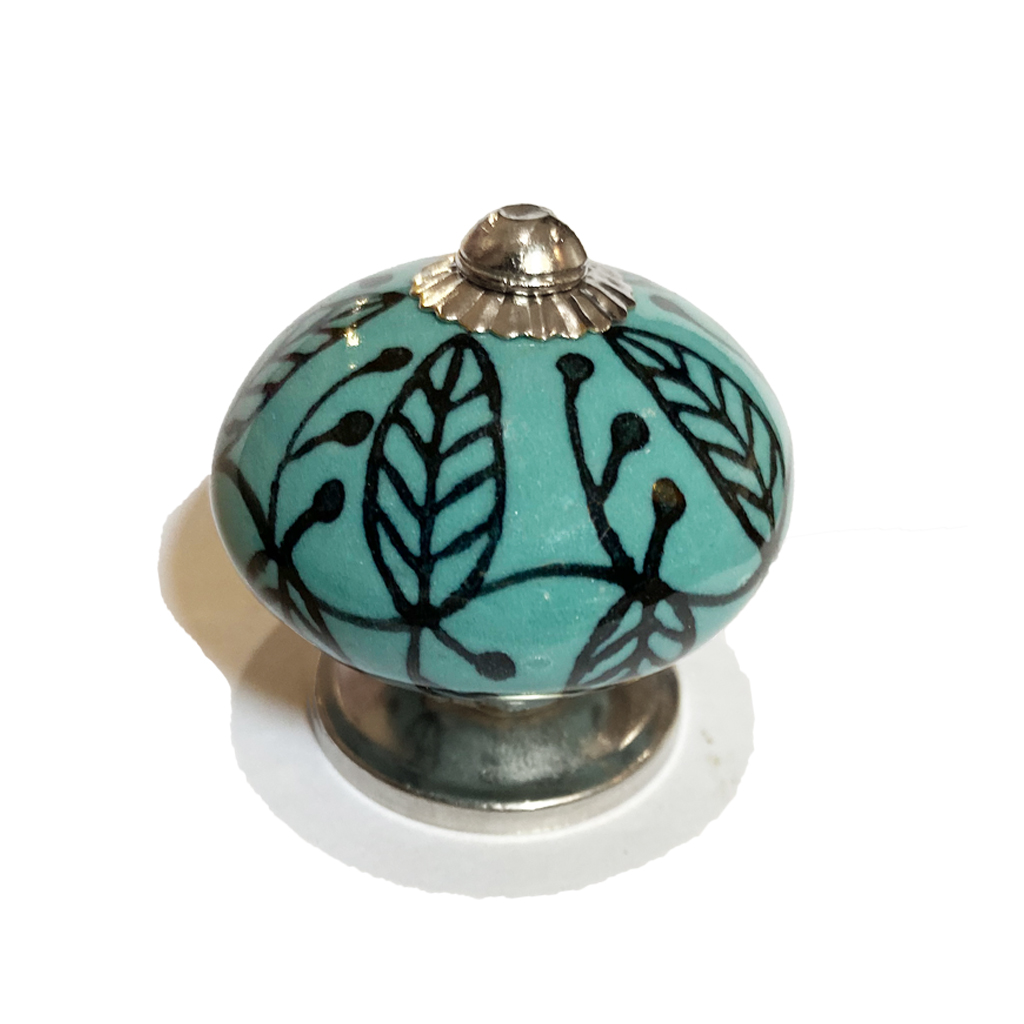 Pomos cerámica fantasía en color turquesa